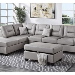 Gray Sectional Sofa With Ottoman 