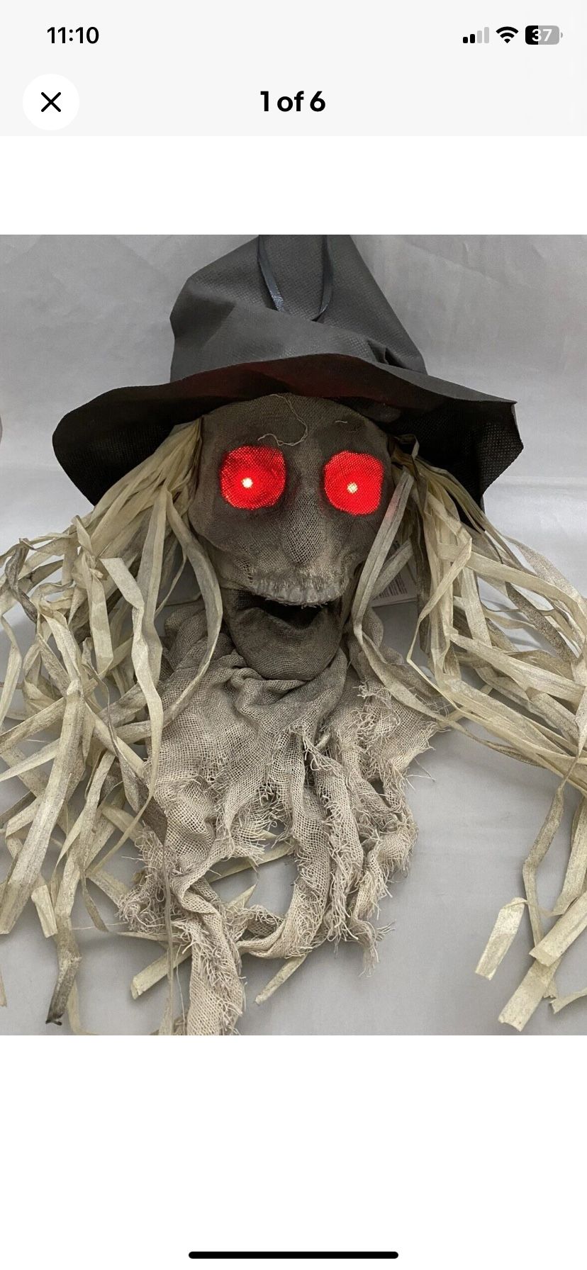 Hanging light up eyes, scarecrow, severed head, Halloween prop decoration