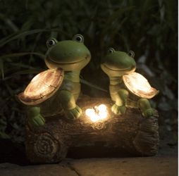 Brand New | Garden Statue Turtles Figurine Solar LED