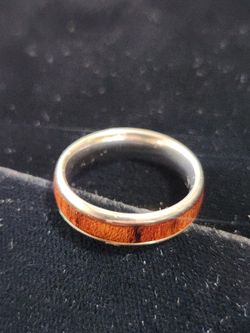Ring with wood inlay