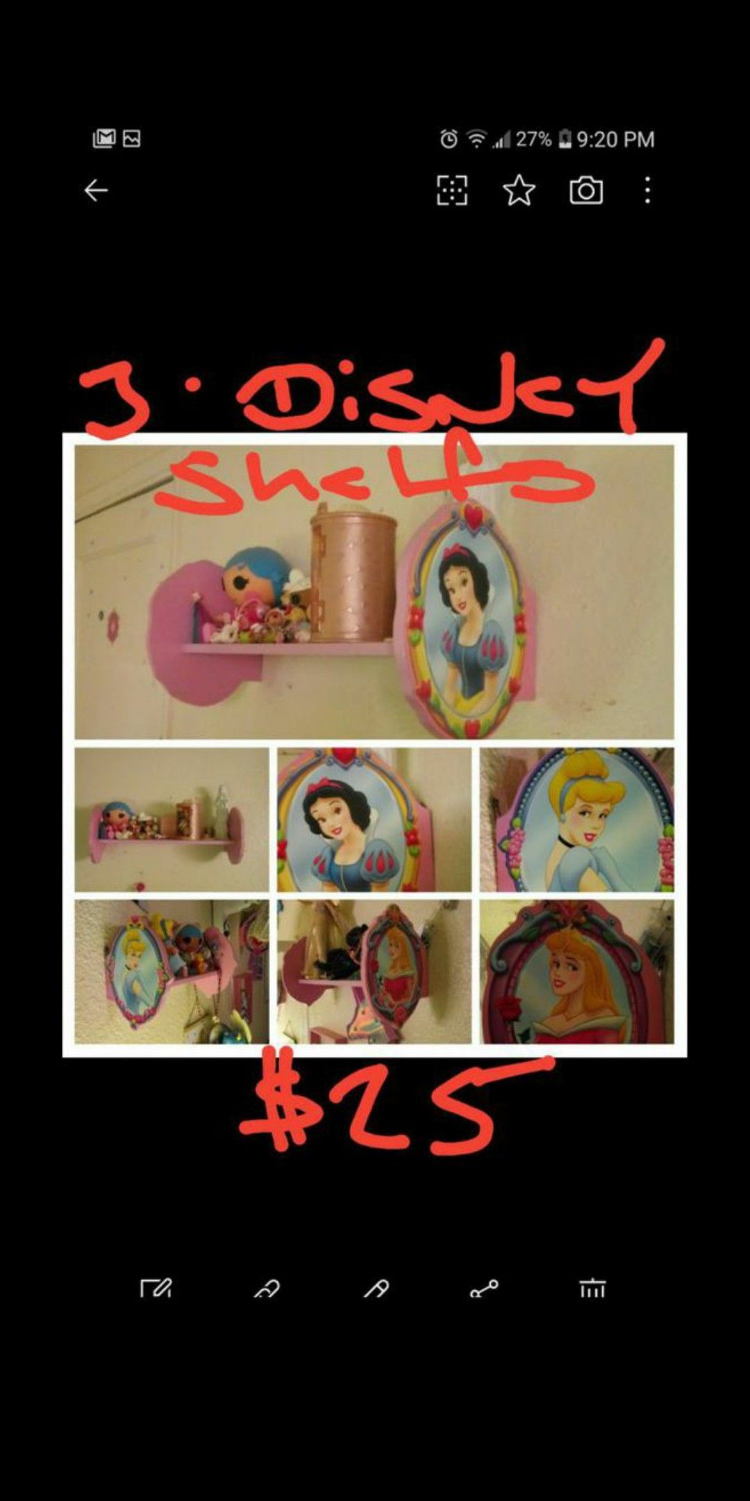 Disney wall shelves....$25 for all 3