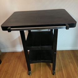 Oasis Island Folding Kitchen Cart with Towel Bar Espresso Color 32Wx24Dx36H