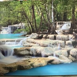 Wall Art Tropical Beautiful Waterfall Print 28”x56”