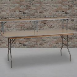 New Atlas 72'' x 12'' x 12'' Birchwood Bar Top Riser with Silver Legs 