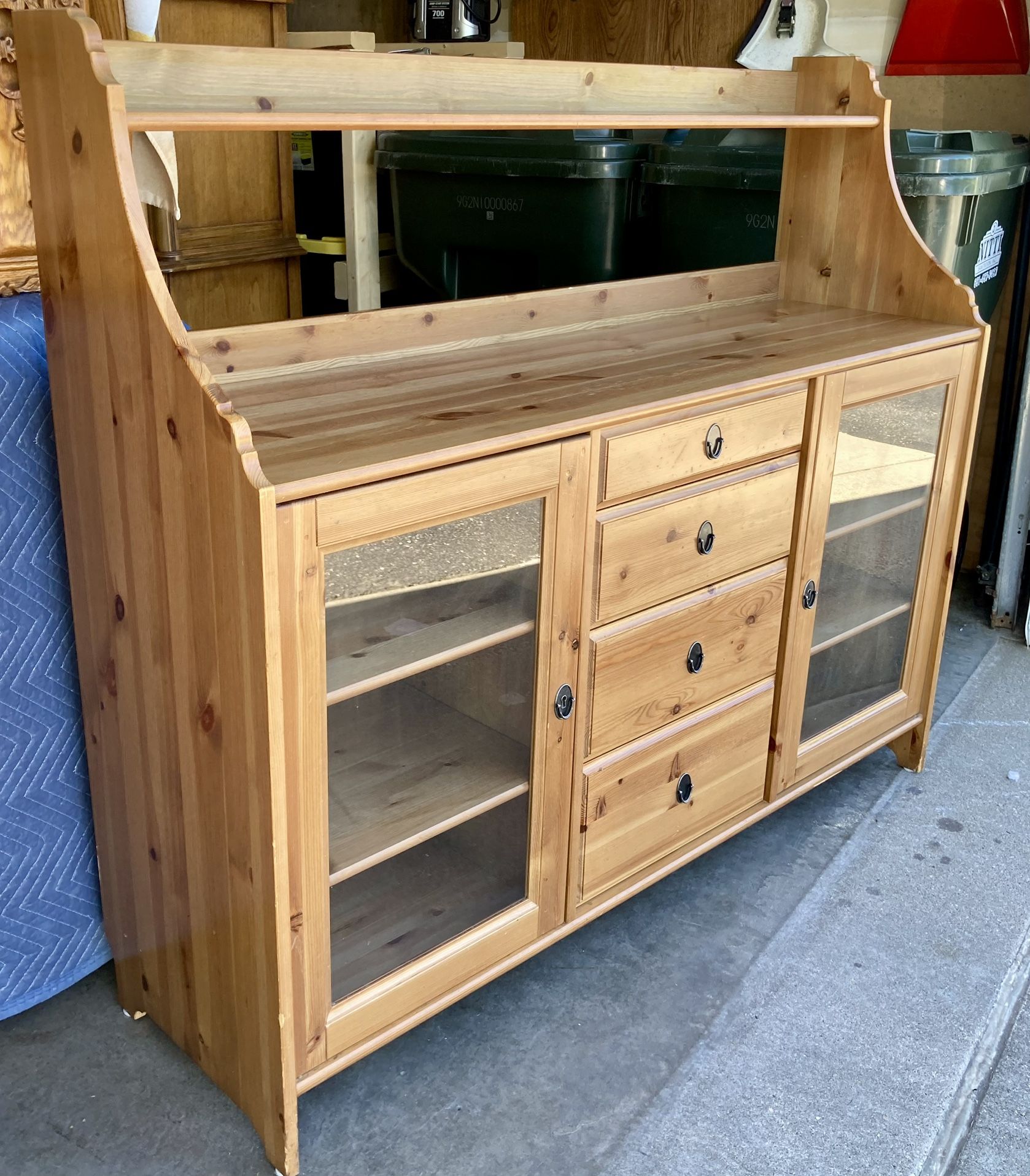 Versatile Solid Knotty Pine 4 Drawer Cubby Cabinet / Coffee Station