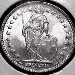 1962-B SWITZERLAND SILVER 1 FRANC