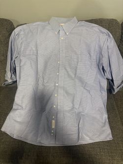 Men's Blue Check Button-Down Dress Shirt
