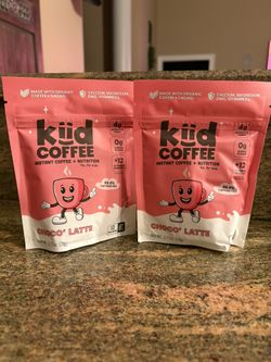2 Kiid Coffee Chocolate Latte - 99.9% Caffeine Free - Decaf Coffee 12 servings packages. Exp 5/2027. Sealed. 