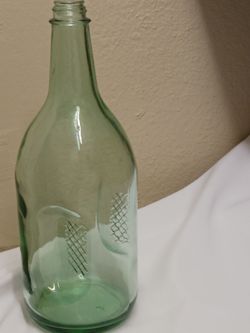 GREEN GLASS LARGE BOTTLE