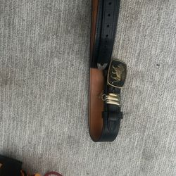 Vintage BTS Leather Belt/belt Buckle Of A Lion(solid Brass)