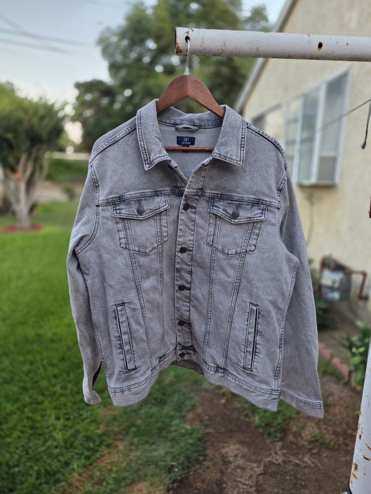 Men's Jacket Gray Flex Denim Trucker New