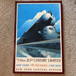 Vintage 20th Century Limited Train Poster Leslie Ragan New York Central Framed