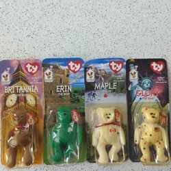 McDonalds Charities Ty bears: Brittannia, Erin, Maple, Glory, All with tag error