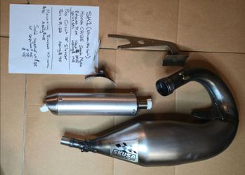 Skuza cr125 Honda pipe, silencer and cone witb best mounting brackets crated