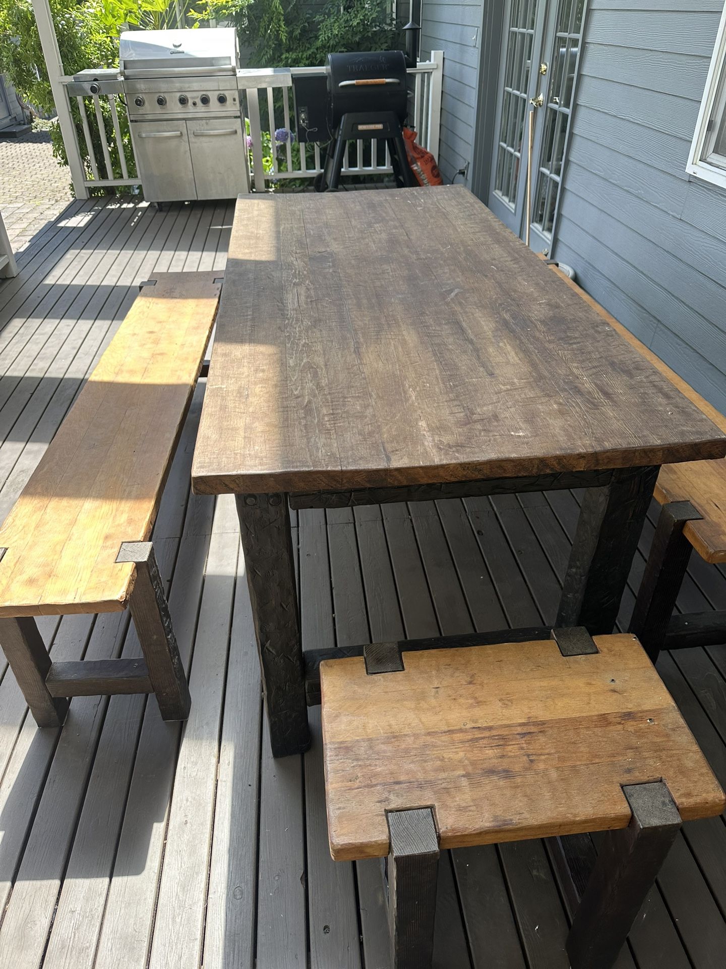 Patio/Deck Custom Made Table w/benches.