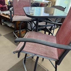 Tall Bar Sizes outside table with two chairs