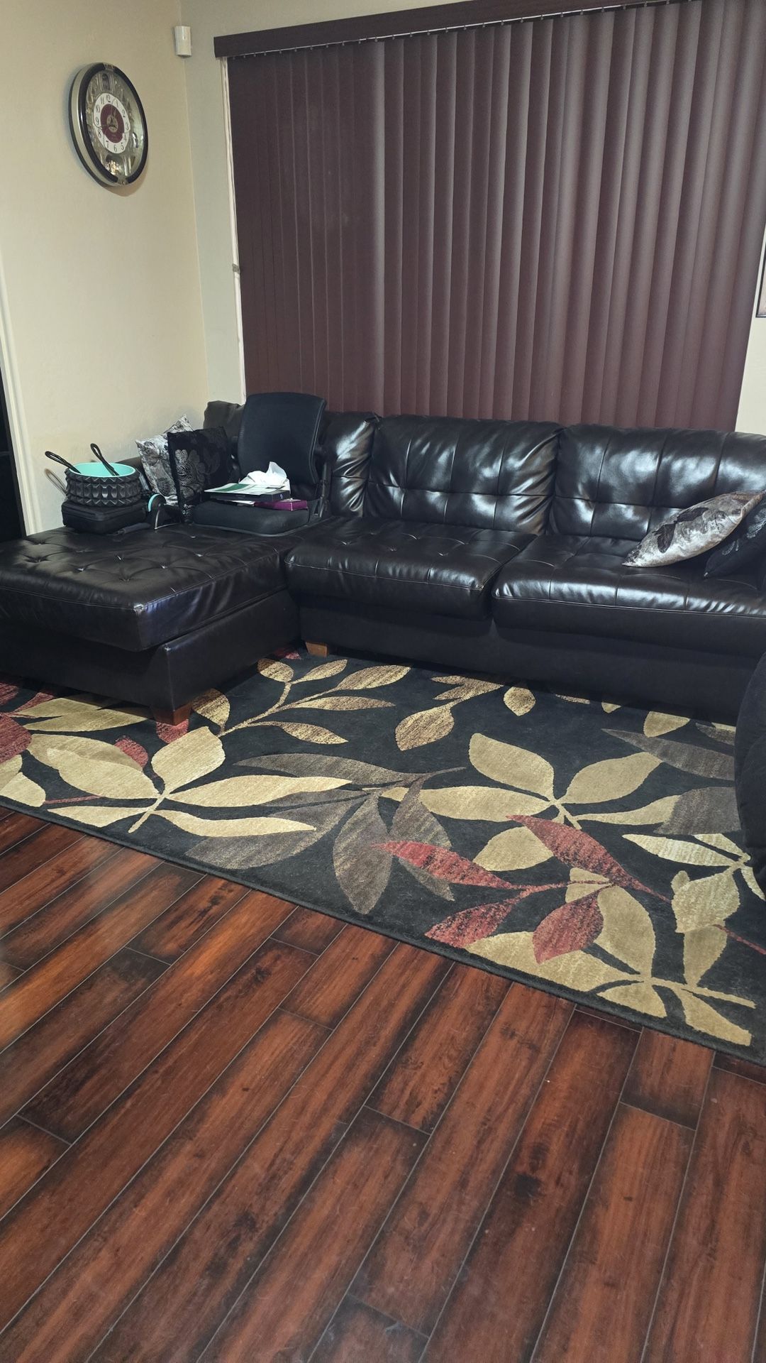 Ashley Furniture Dixon Durablend Vegan Leather Tufted 2 PC Sectional Couch Sofa W/ Chaise Lounge LAF Brown