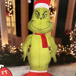 6.5FT Light Up, Fuzzy Plush Fabric GRINCH