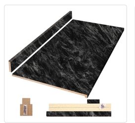 Hampton Bay 6 ft. Straight Laminate Countertop All-Inclusive Kit in Textured Sombra with Eased Edge and Loose Backsplash