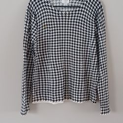 J Crew Teddie Houndstooth Preppy Women's XL Sweater.