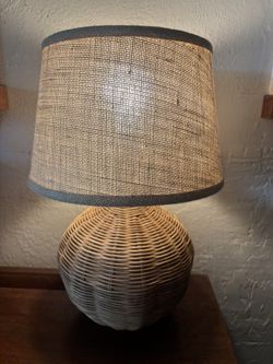 Wicker Lamp & Burlap Lamp Shade