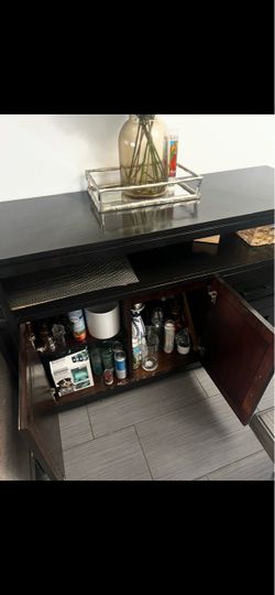 Black Wood Console Cabinet with Storage