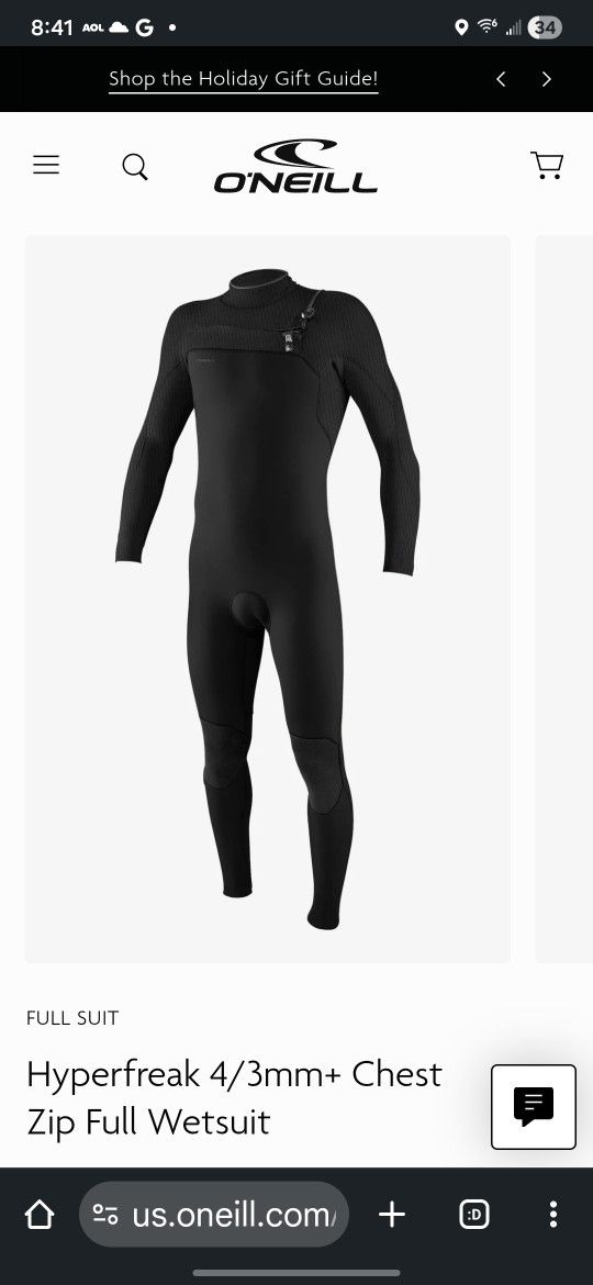 Brand New O'neil Hyperfreak 4/3 Men's Wetsuit