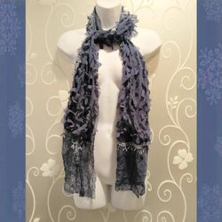 WOMENS SMOKEY BLUE UNIQUE NECK SCARF 
