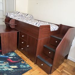 Custom Twin Bed With Built In Desk
