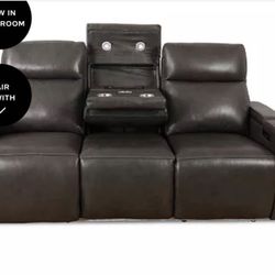Grey leather recliner sofa in great condition for sale - $299