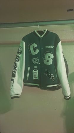 Awful lot of cough syrup size M Green and White Varsity Letterman Jacket
