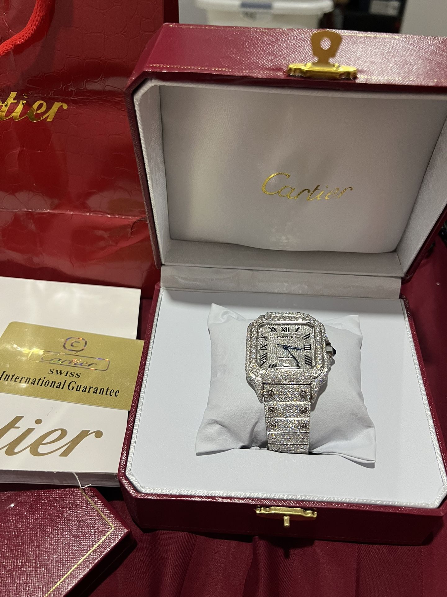 Iced Out Cartier Santos VVS Luxury Watch