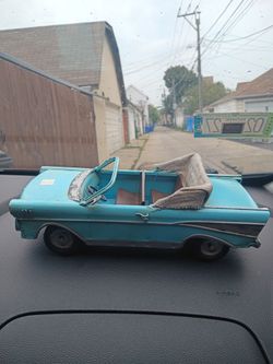 Baby blue metal car antique classic collectible