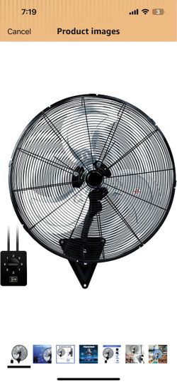 24" Wall Mount Fan, Powerful Airflow High Velocity Oscillating Wall Fans Max 8500 CFM Heavy Duty Ind