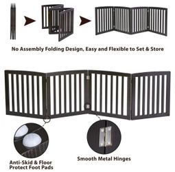 Freestanding Pet Gate for Dogs - 4 Panels Indoor Foldable Dog Fence for Stairs, Hallways, or Doorway