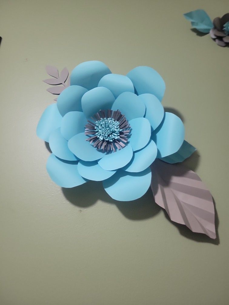 Blue And Gray Paper Flowers