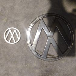 Two VW Aluminum Emblems One Is For The Bus One Is For The Bug In Good Shape One Little Thing No Rust