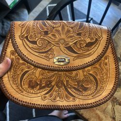 Genuine Leather Embossed “NICOLE” Crossbody Bag