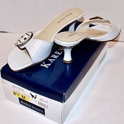 White Leather Low Heel Sandal Portia Size 8.5