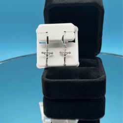 #- 153 Beautiful Moissanite huggie hoop Cross earrings.