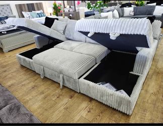 Jumbo Corduroy Sectional Sofa with Storage