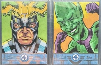 2026 Topps Finest FF Black Bolt & Impossible Man 2x 1/1 Original Sketch Lot SSP