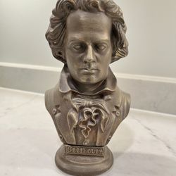 Classic Beethoven Plaster Bust With Bronze Finish