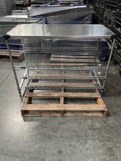 Table and Wire Shelving