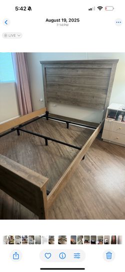 Queen Bed Frame with Headboard & Footboard - Includes Metal  Support Frame