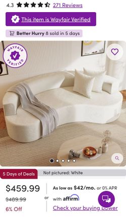 NEW wayfair 80" Modern Upholstered Sofa with Two Pillows Included $400 FIRM