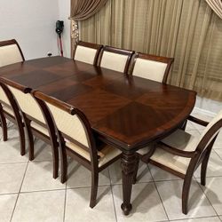 8 Chairs Dining Room Table Set Complete Expandable Furniture Excellent Condition 
