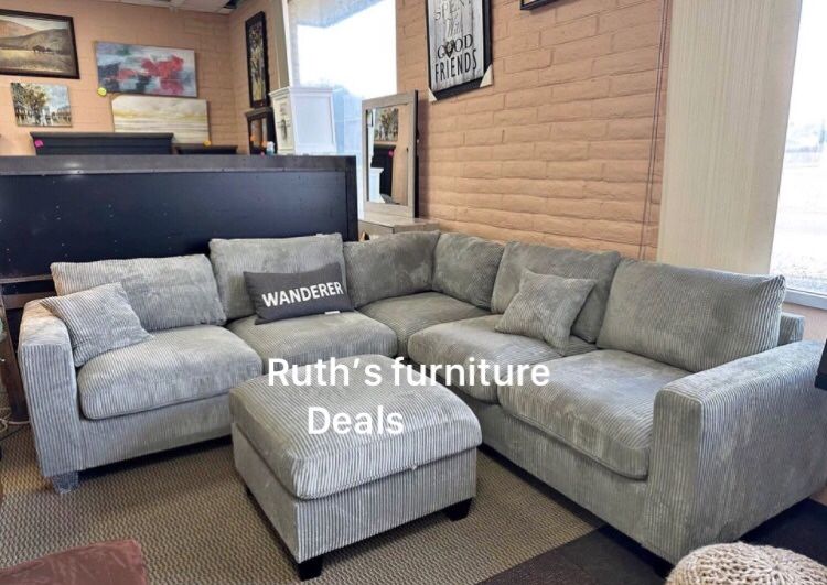 Beautiful 4-Pc Corduroy Sectional Sofa Set