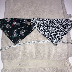 Set Of 2 Handmade Halloween Large Pet Dog Bandana Over Collar Cover ~9.5” Across