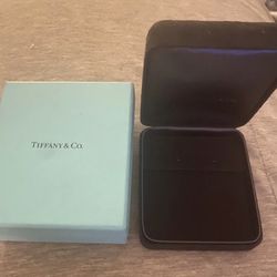 Tiffany & Co earnings Storage Presentation Black Suede Box and Blue Gift Box
